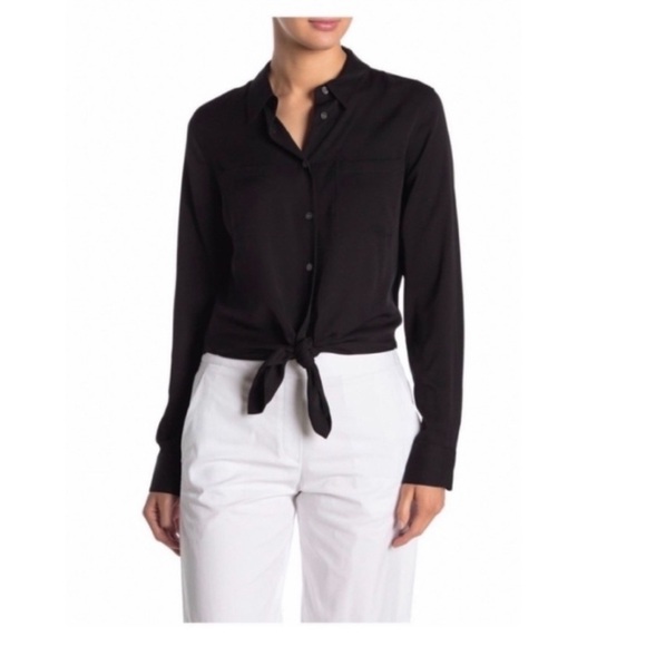 Theory Tie Front Shirt in Black.
